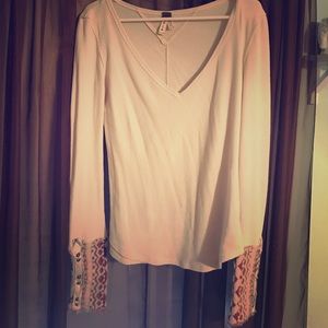 We the Free thermal v neck with detailed sleeves